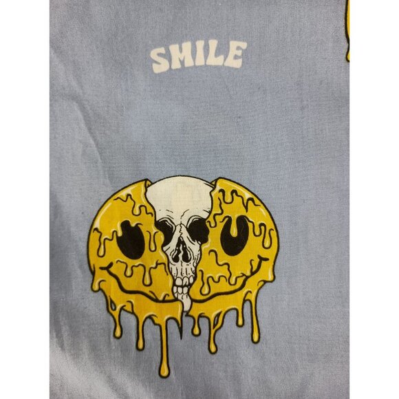 RF Brand Smile Skull Short Sleeve Collar Button Down Shirt Men's Sz .L - Picture 2 of 8